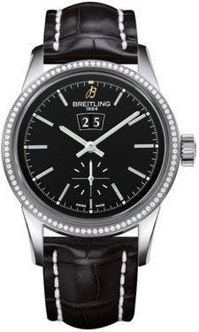 Breitling Transocean 38 Dia Bazel A1631053/BD15 Croco Tang Mens Watch