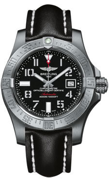 Breitling Avenger II Seawolf A1733110/BC31 Black Leather Tang Mens Watch