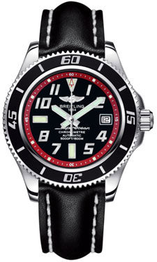 Breitling Superocean 42 A1736402/BA31 Leather Black Strap Tang Mens Watch