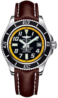 Breitling Superocean 42 A1736402/BA32 Leather Brown Strap Tang Mens Watch