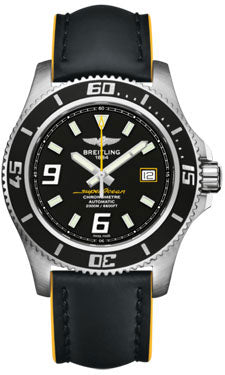 Breitling Superocean 44 A1739102/BA78 Leather Black Yellow Tang Mens Watch