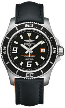 Breitling Superocean 44 A1739102/BA80 Leather Black Orange Tang Mens Watch