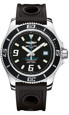 Breitling Superocean 44 Polished Steel A17391A8/BA79 Ocean Racer Black Folding Mens Watch