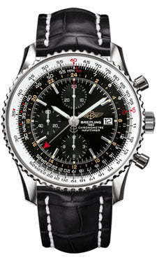 Breitling Navitimer World Stainless Steel - Croco Strap - Deployant A2432212/B726-croco-black-deployant Men's Watch