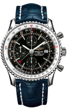 Breitling Navitimer World Stainless Steel - Croco Strap - Deployant A2432212/B726-croco-blue-deployant Men's Watch