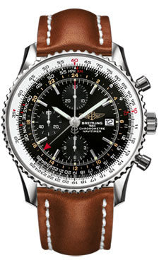 Breitling Navitimer World Stainless Steel - Leather Strap - Tang A2432212/B726-leather-gold-tang Men's Watch