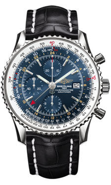 Breitling Navitimer World Stainless Steel - Croco Strap - Deployant A2432212/C561-croco-black-deployant Men's Watch