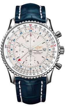 Breitling Navitimer World Stainless Steel - Croco Strap - Deployant A2432212/G571-croco-blue-deployant Men's Watch