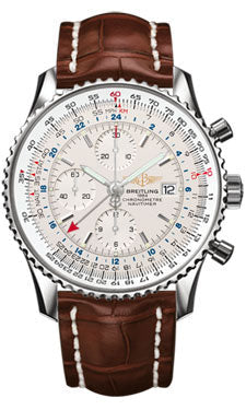 Breitling Navitimer World Stainless Steel - Croco Strap - Deployant A2432212/G571-croco-gold-deployant Men's Watch