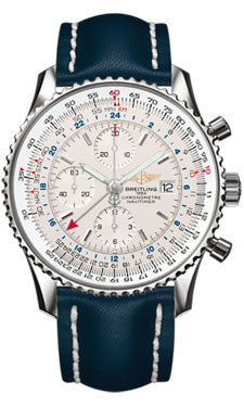 Breitling Navitimer World Stainless Steel - Leather Strap - Deployant A2432212/G571-leather-blue-deployant Men's Watch