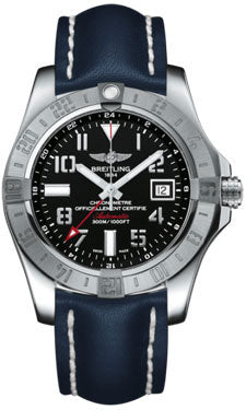 Breitling Avenger II GMT A3239011/BC34 Blue Leather Tang Mens Watch