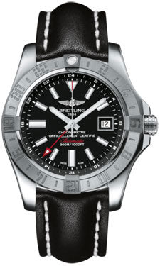 Breitling Avenger II GMT A3239011/BC35 Black Leather Tang Mens Watch