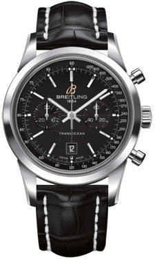 Breitling Chronograph 38 Stainless Steel A4131012/BC06 Croco Strap Deployant Mens Watch