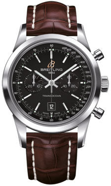 Breitling Chronograph 38 Stainless Steel A4131012/BC06 Brown Croco Strap Deployant Mens Watch