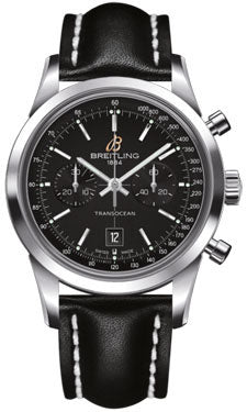 Breitling Chronograph 38 Stainless Steel A4131012/BC06 Black Leather Deployant Mens Watch