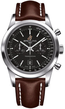 Breitling Chronograph 38 Stainless Steel A4131012/BC06 Brown Leather Deployant Mens Watch