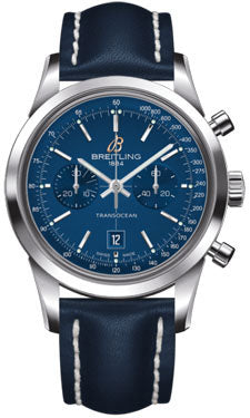 Breitling Chronograph 38 Stainless Steel A4131012/C862 Blue Leather Deployant Mens Watch