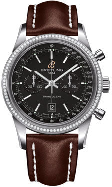 Breitling Transocean Dia Bezel 38 Stainless Steel A4131053/BC06 Brown Leather Tang Mens Watch