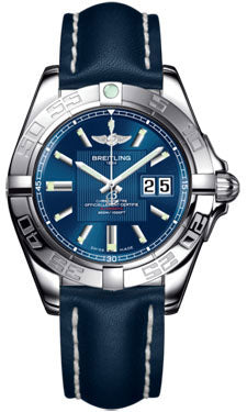 Breitling Galactic 41 Stainless Steel A49350L2/C806 Leather-Blue-Deployant Men's Watch