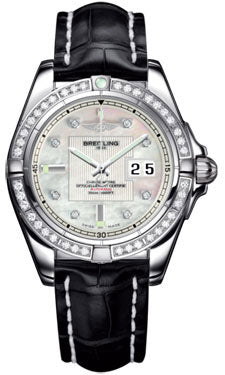 Breitling Galactic 41 Stainless Steel- Dia Bezel A49350LA/A702 Croco-Black-Tang Men's Watch