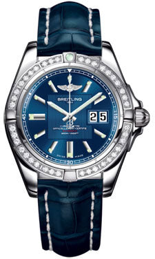 Breitling Galactic 41 Stainless Steel- Dia Bezel A49350LA/C806 Croco-Blue-Tang Men's Watch