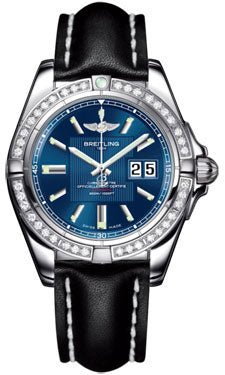 Breitling Galactic 41 Stainless Steel- Dia Bezel A49350LA/C806 Leather-Black-Deployant Men's Watch