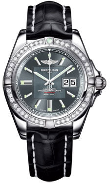 Breitling Galactic 41 Stainless Steel- Dia Bezel A49350LA/F549 Croco-Black-Tang Men's Watch