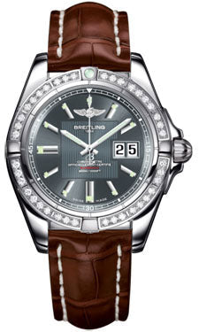 Breitling Galactic 41 Stainless Steel- Dia Bezel A49350LA/F549 Croco-Gold-Tang Men's Watch