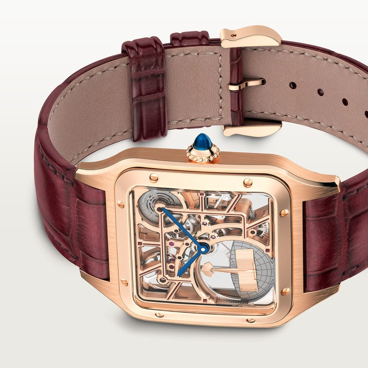 Cartier Santos-Dumont skeleton watch equipped with a micro-rotor WHSA0030