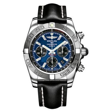 Breitling Chronomat B01 Stainless Steel Satin Bezel AB011011/C789-leather-black-deployant