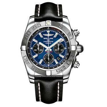 Breitling Chronomat B01 Stainless Steel Satin Bezel AB011011/C789-leather-black-tang