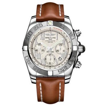 Breitling Chronomat B01 Stainless Steel Satin Bezel AB011011/G676-leather-gold-deployant