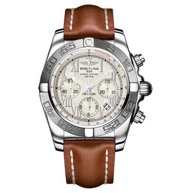 Breitling Chronomat B01 Stainless Steel Satin Bezel AB011011/G676-leather-gold-tang