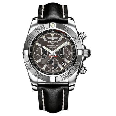 Breitling Chronomat B01 Stainless Steel Satin Bezel AB011011/M524-leather-black-deployant