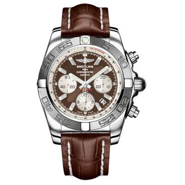 Breitling Chronomat B01 Stainless Steel Satin Bezel AB011011/Q575-croco-brown-deployant