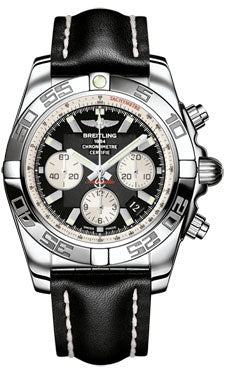 Breitling Chronomat 44 Steel Polished Bezel - Leather Strap - Deployant AB011012/B967-leather-black-deployant Men's Watch