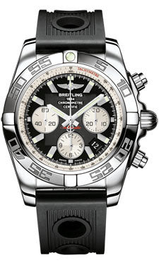 Breitling Chronomat 44 Steel Polished Bezel - Ocean Racer Strap - Deployant AB011012/B967-ocean-racer-black-deployant Men's Watch