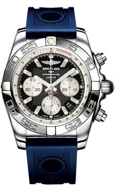 Breitling Chronomat 44 Steel Polished Bezel - Ocean Racer Strap - Deployant AB011012/B967-ocean-racer-blue-deployant Men's Watch