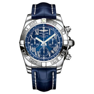 Breitling Chronomat B01 Stainless Steel Polished Bezel AB011012/C783-croco-blue-deployant