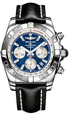 Breitling Chronomat 44 Steel Polished Bezel - Leather Strap - Deployant AB011012/C788-leather-black-deployant Men's Watch