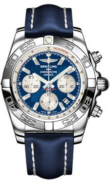 Breitling Chronomat 44 Steel Polished Bezel - Leather Strap - Deployant AB011012/C788-leather-blue-deployant Men's Watch