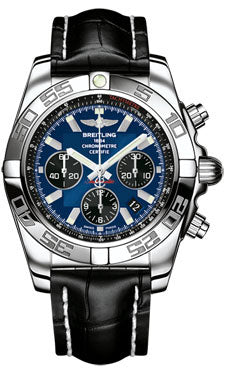 Breitling Chronomat 44 Steel Polished Bezel - Croco Strap - Deployant AB011012/C789-croco-black-deployant Men's Watch