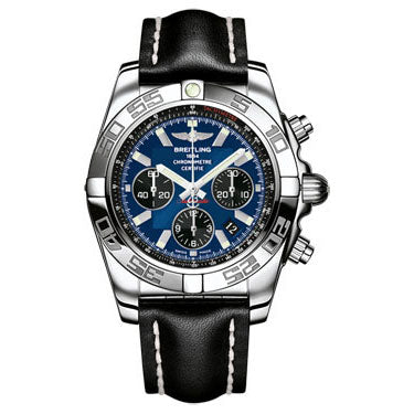 Breitling Chronomat 44 Steel Polished Bezel - Leather Strap - Tang AB011012/C789-leather-black-tang Men's Watch