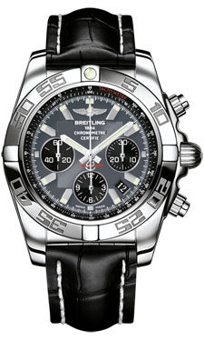 Breitling Chronomat 44 Steel Polished Bezel - Croco Strap - Deployant AB011012/F546-croco-black-deployant Men's Watch