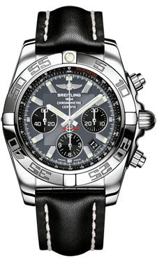 Breitling Chronomat 44 Steel Polished Bezel - Leather Strap - Deployant AB011012/F546-leather-black-deployant Men's Watch