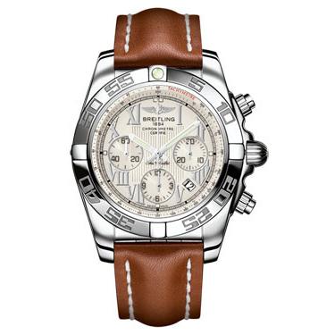 Breitling Chronomat B01 Stainless Steel Polished Bezel AB011012/G676-leather-gold-deployant