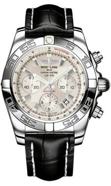 Breitling Chronomat 44 Steel Polished Bezel - Croco Strap - Deployant AB011012/G684-croco-black-deployant Men's Watch