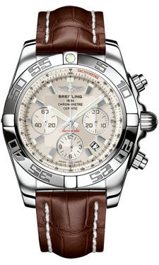 Breitling Chronomat 44 Steel Polished Bezel - Croco Strap - Tang AB011012/G684-croco-brown-tang Men's Watch