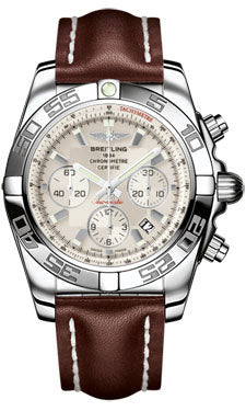 Breitling Chronomat 44 Steel Polished Bezel - Leather Strap - Deployant AB011012/G684-leather-brown-deployant Men's Watch