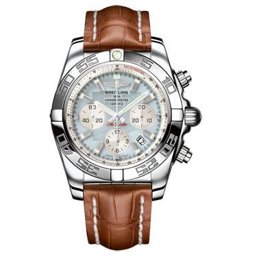 Breitling Chronomat B01 Stainless Steel Polished Bezel AB011012/G685-croco-gold-deployant